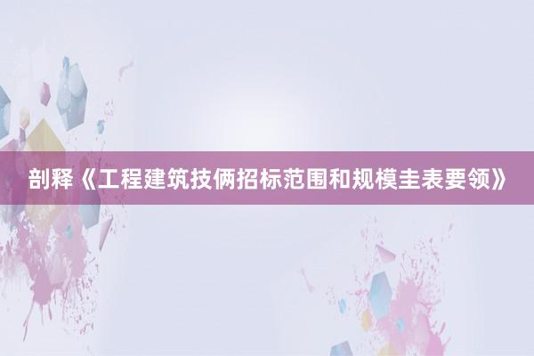 剖释《工程建筑技俩招标范围和规模圭表要领》