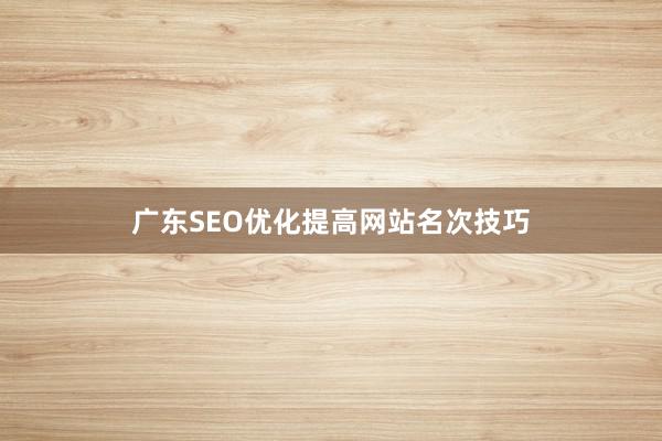 广东SEO优化提高网站名次技巧